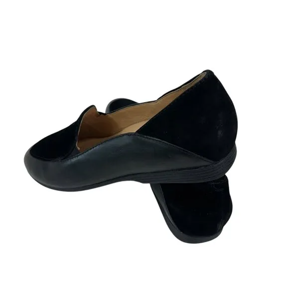 Dansko Black Women Leather &amp; Suede Loafers Size 37 Slip-On Shoes Durable Sole