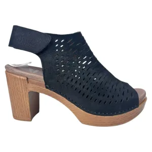 Dansko Danae Black Nubuck Leather Clog Mules Laser Cut Slingback Sandal,Size 6.5