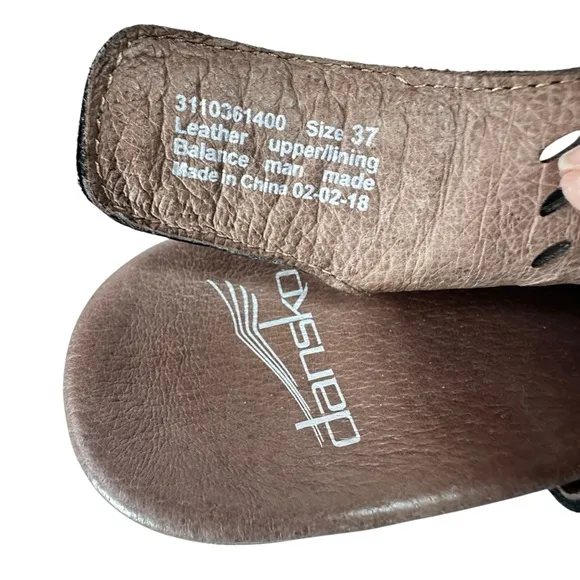 Dansko Danae Black Nubuck Leather Clog Mules Laser Cut Slingback Sandal,Size 6.5