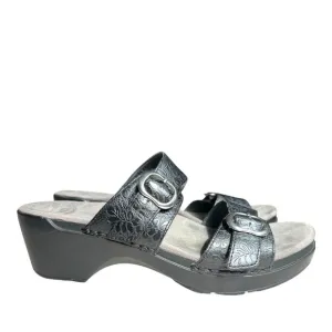 Dansko Embossed Black Leather Buckle Sandals Size 42