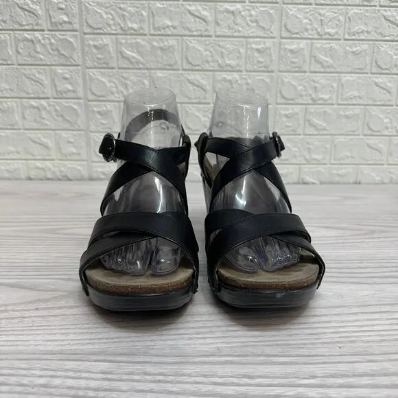 Dansko Frida Slingback Sandal WMNS 10-10.5 Black Leather Studded Wedge Open Toe