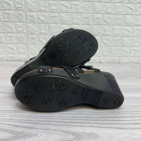 Dansko Frida Slingback Sandal WMNS 10-10.5 Black Leather Studded Wedge Open Toe