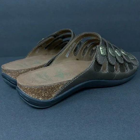 Dansko Janie Slides Leather Bronze Medallion Slide