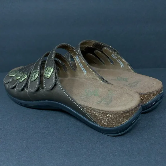 Dansko Janie Slides Leather Bronze Medallion Slide