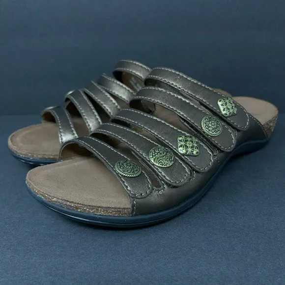 Dansko Janie Slides Leather Bronze Medallion Slide