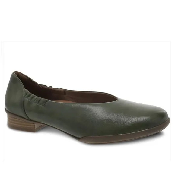 DANSKO Kira Lichen Aniline Calf Women's Green Leather Flats Size EU 38 / US