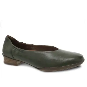 DANSKO Kira Lichen Aniline Calf Women's Green Leather Flats Size EU 38 / US