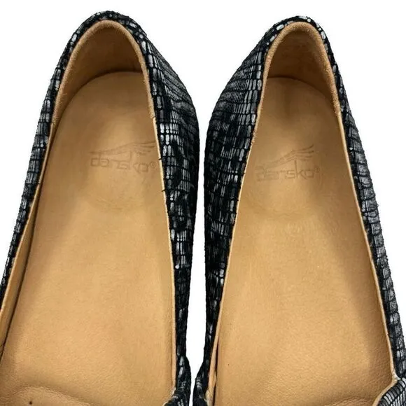 Dansko Larisa Grey Leopard Print Slip On Leather Flats Size 38 (7.5-8)