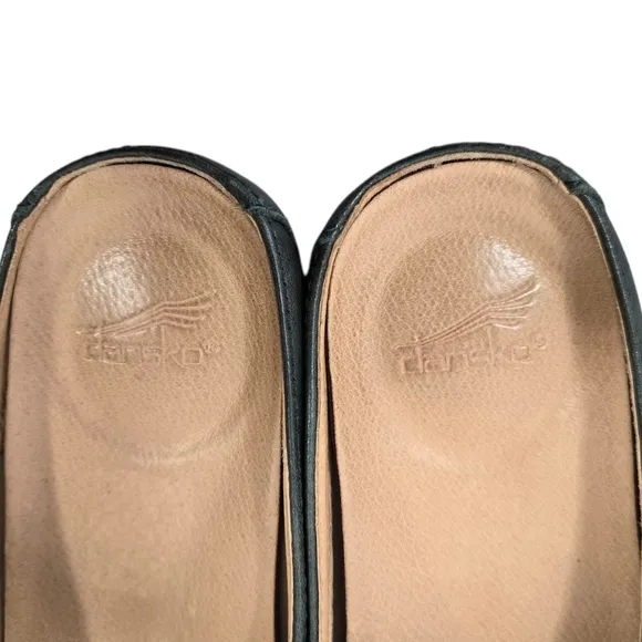 Dansko Lexie Green Leather Slip On Mules