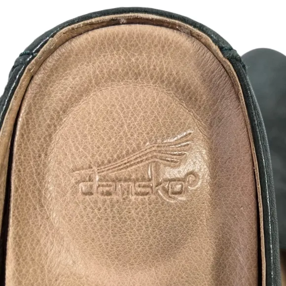 Dansko Lexie Green Leather Slip On Mules