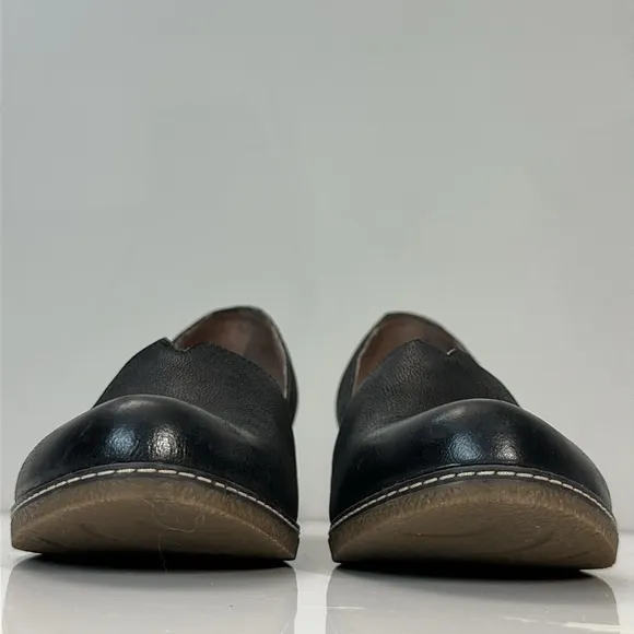 Dansko Lilliana Black Leather Hidden Wedge Loafers Size 39(8.5-9)