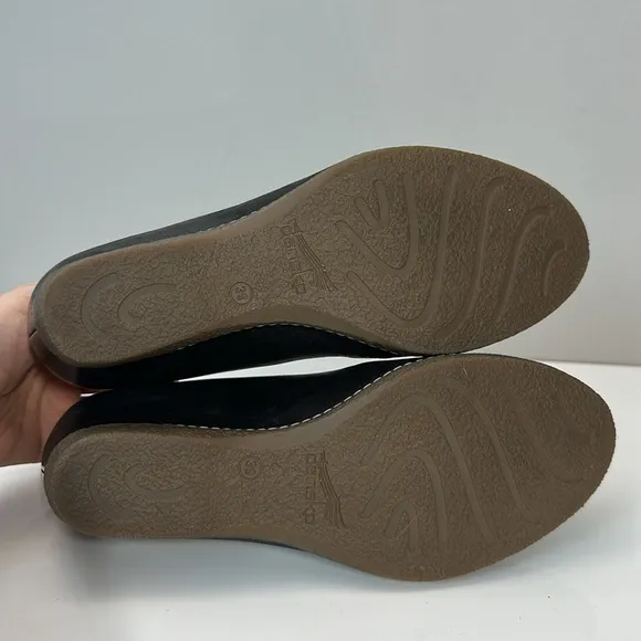 Dansko Lilliana Black Leather Hidden Wedge Loafers Size 39(8.5-9)