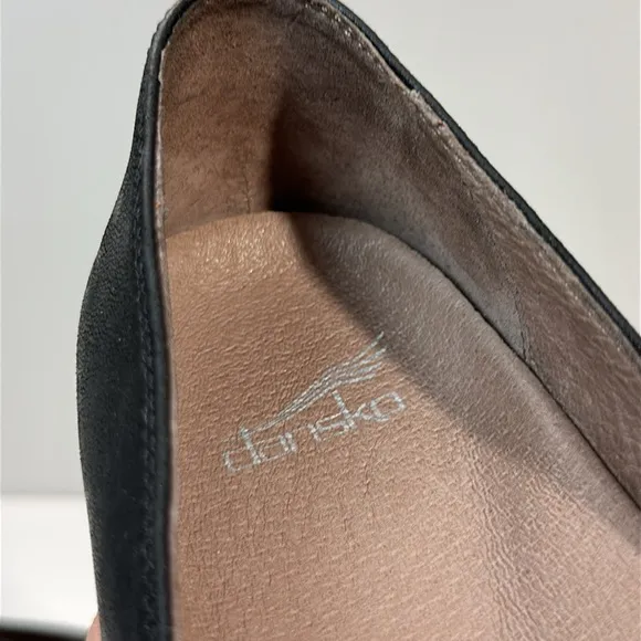 Dansko Lilliana Black Leather Hidden Wedge Loafers Size 39(8.5-9)