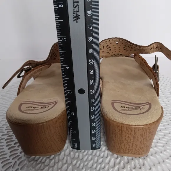 DANSKO SAPPHIRE AMBER BRN. CUT OUT LEATHER CLOG SLIDE SANDALS EUR 39 US 8.5-9
