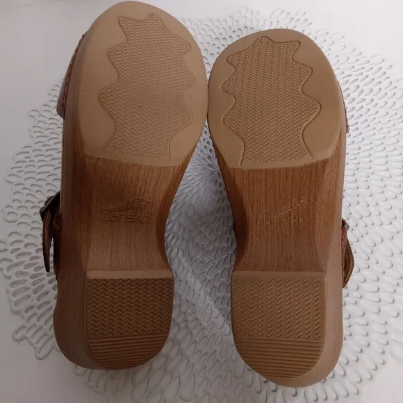DANSKO SAPPHIRE AMBER BRN. CUT OUT LEATHER CLOG SLIDE SANDALS EUR 39 US 8.5-9