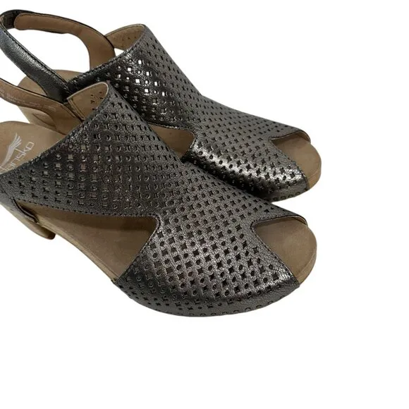 Dansko Teagan Womens Open-Toe Metallic Slingback Block Heel Sandals - Size 39