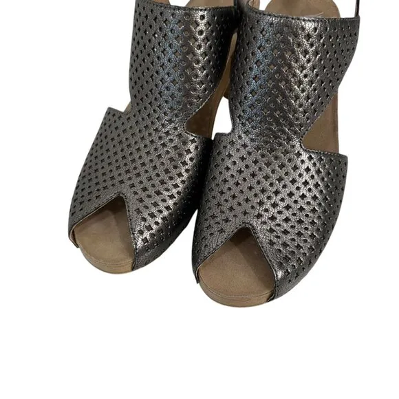 Dansko Teagan Womens Open-Toe Metallic Slingback Block Heel Sandals - Size 39