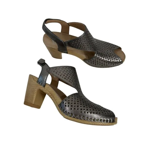 Dansko Teagan Womens Open-Toe Metallic Slingback Block Heel Sandals - Size 39