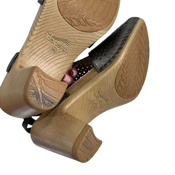 Dansko Teagan Womens Open-Toe Metallic Slingback Block Heel Sandals - Size 39