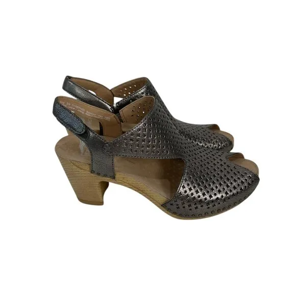 Dansko Teagan Womens Open-Toe Metallic Slingback Block Heel Sandals - Size 39