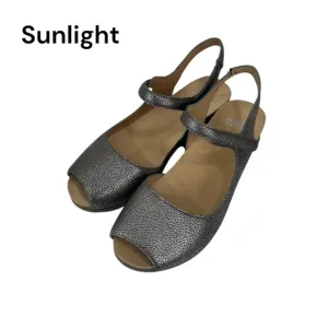 Dansko Women Peep Toe Slingback Sandals Metallic Leather Size 37 Comfort Wedge