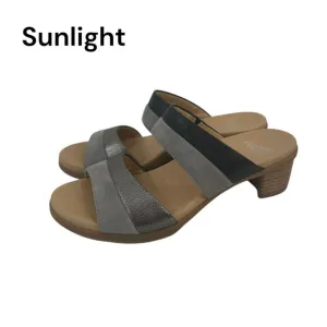 Dansko Womens Gray &amp; Black Open-Toe Slide Sandals Size 38 Comfort Block Heels