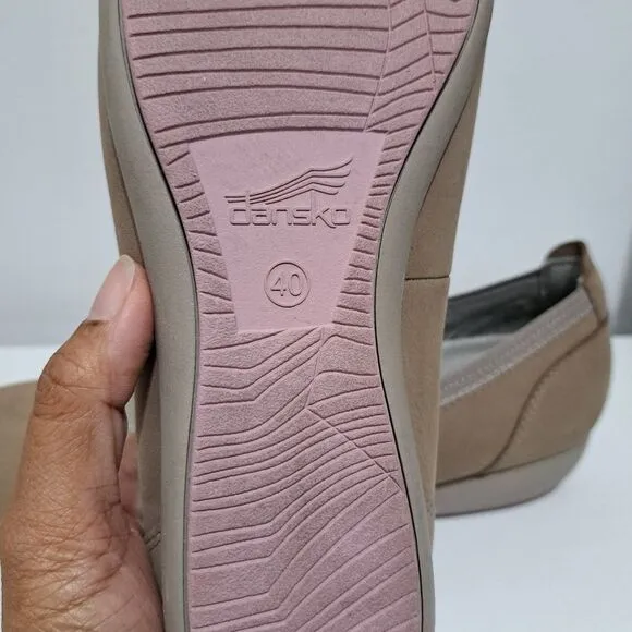 Dansko Women's Kristen Comfy Ballet Flats Slip-On Leather Suede Shoes Sz 40 Taup