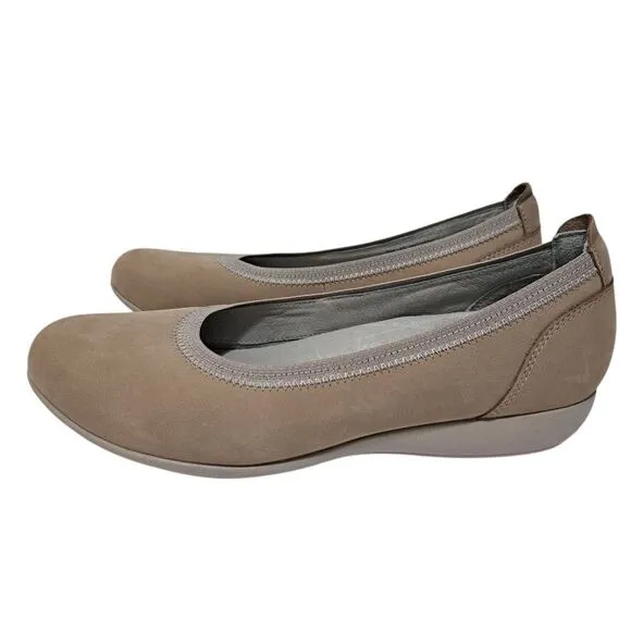 Dansko Women's Kristen Comfy Ballet Flats Slip-On Leather Suede Shoes Sz 40 Taup