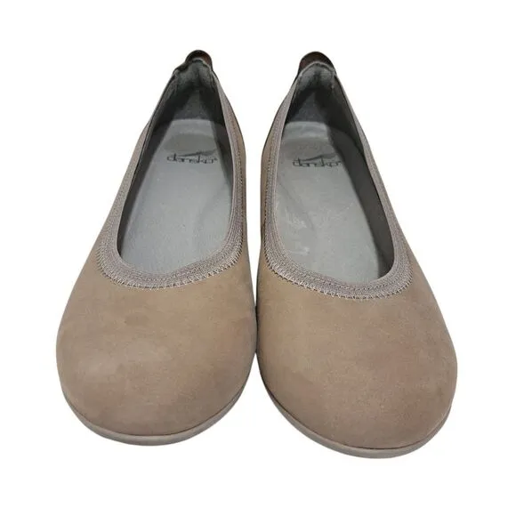 Dansko Women's Kristen Comfy Ballet Flats Slip-On Leather Suede Shoes Sz 40 Taup