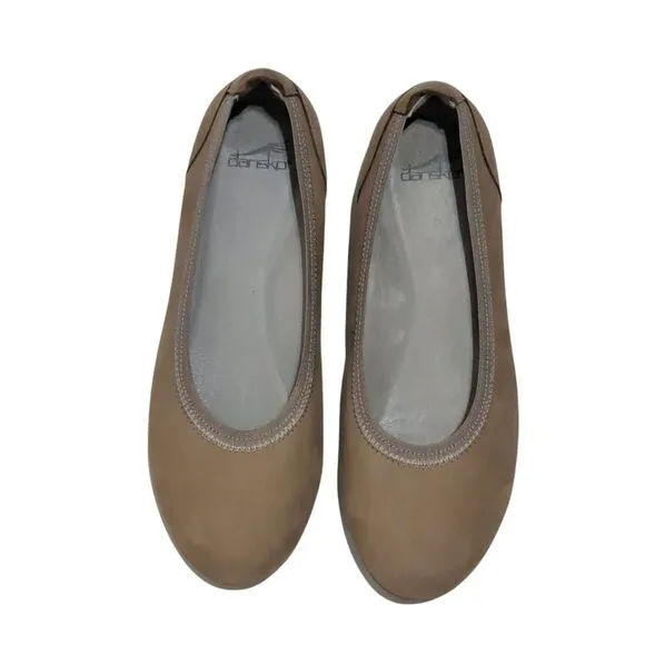 Dansko Women's Kristen Comfy Ballet Flats Slip-On Leather Suede Shoes Sz 40 Taup