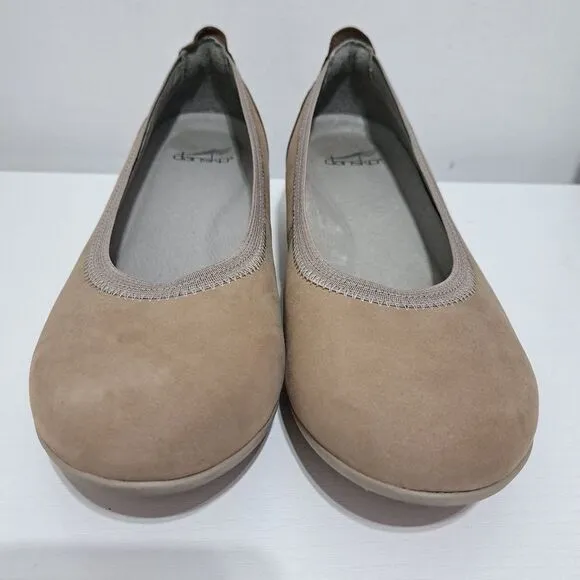 Dansko Women's Kristen Comfy Ballet Flats Slip-On Leather Suede Shoes Sz 40 Taup