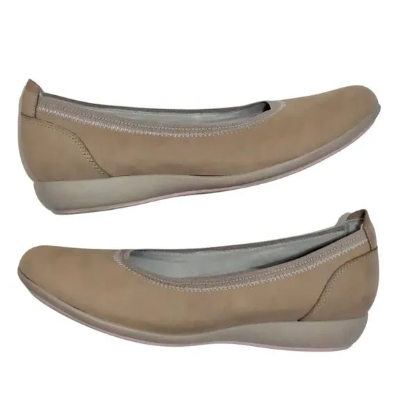 Dansko Women's Kristen Comfy Ballet Flats Slip-On Leather Suede Shoes Sz 40 Taup