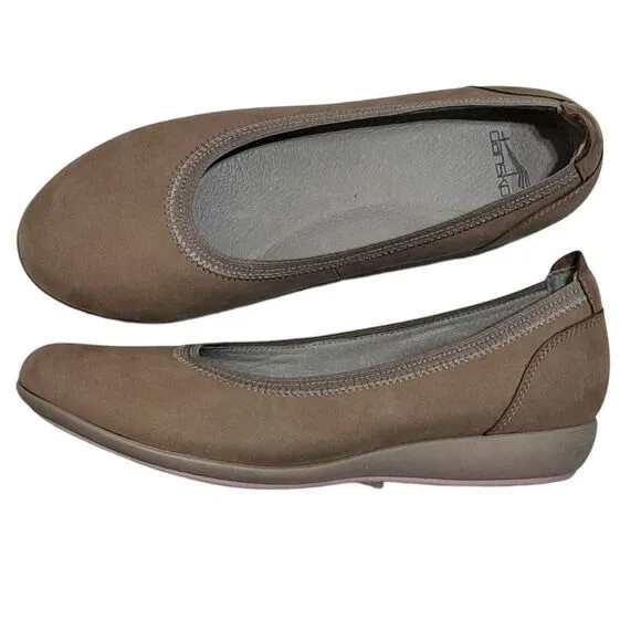 Dansko Women's Kristen Comfy Ballet Flats Slip-On Leather Suede Shoes Sz 40 Taup
