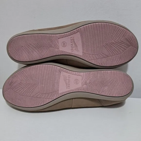 Dansko Women's Kristen Comfy Ballet Flats Slip-On Leather Suede Shoes Sz 40 Taup