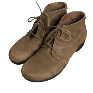 Dansko Women's Lucille Leather Lace Up Wedge Ankle boots taupe size 39/8.5-9