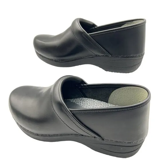 Dansko XP 2.0 8.5 Slip On Work Loafers Black Leather Platform Clog Dress Shoes