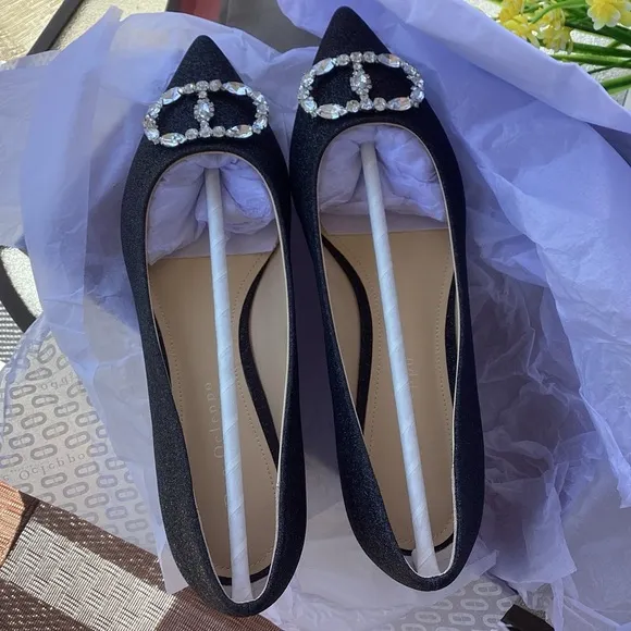 DEE OCLEPPO BALLERINA POINT TOE EMBELLISHED FLATS NWT SZ 7.5