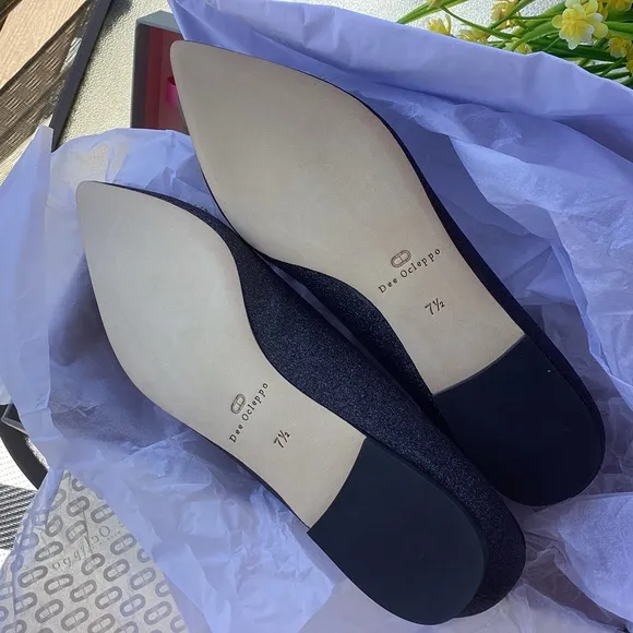 DEE OCLEPPO BALLERINA POINT TOE EMBELLISHED FLATS NWT SZ 7.5