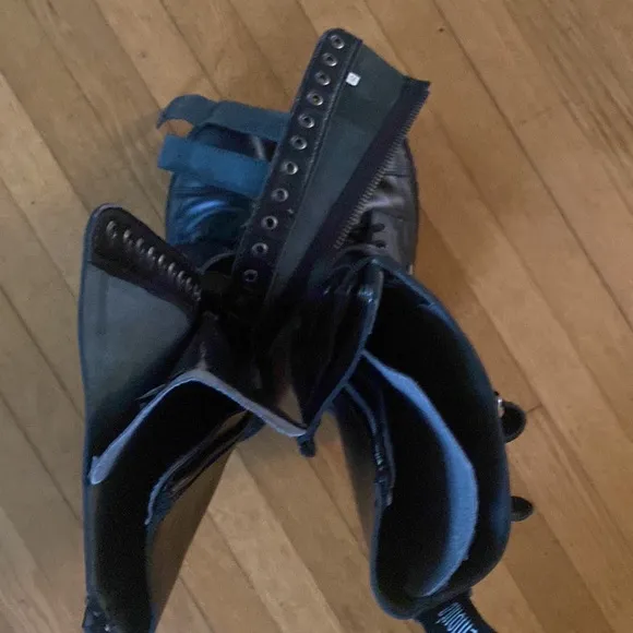DEMONIA DOLLS KILL BLACK BUCKLE HEAVY MOTO BOOTS 12 FLAW PUNK STEAMPUNK GOTH