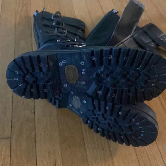 DEMONIA DOLLS KILL BLACK BUCKLE HEAVY MOTO BOOTS 12 FLAW PUNK STEAMPUNK GOTH