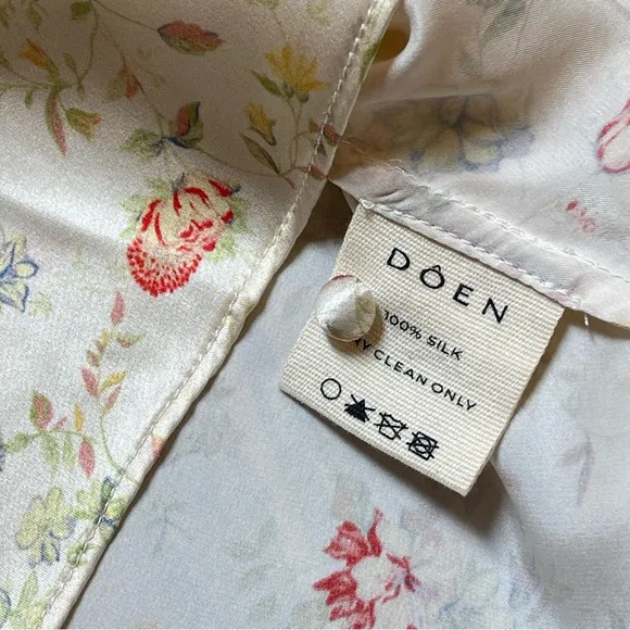 Dôen Jewel Dress in Flowering Meadow 100% Silk Mini Dress Size M