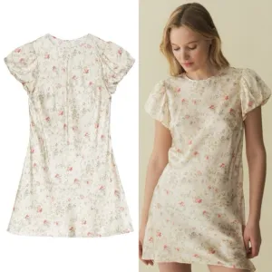 Dôen Jewel Dress in Flowering Meadow 100% Silk Mini Dress Size M