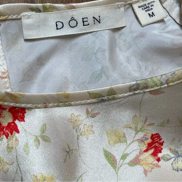 Dôen Jewel Dress in Flowering Meadow 100% Silk Mini Dress Size M