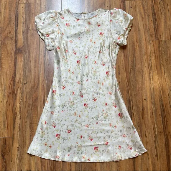 Dôen Jewel Dress in Flowering Meadow 100% Silk Mini Dress Size M