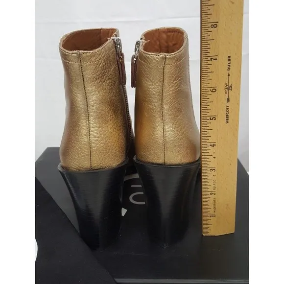 Derek Lam 10 Crosby Raine Cooper Metallic Gold Leather Boots Bootie Sz 9 NIB$395