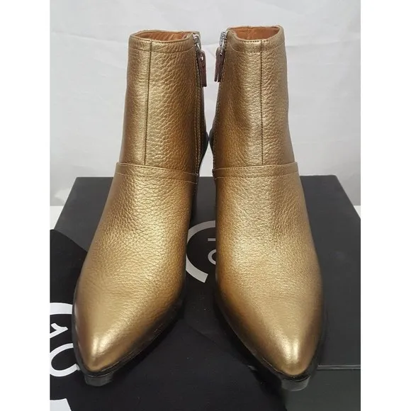 Derek Lam 10 Crosby Raine Cooper Metallic Gold Leather Boots Bootie Sz 9 NIB$395