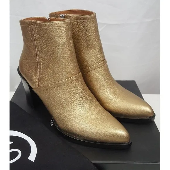 Derek Lam 10 Crosby Raine Cooper Metallic Gold Leather Boots Bootie Sz 9 NIB$395