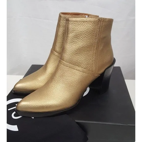 Derek Lam 10 Crosby Raine Cooper Metallic Gold Leather Boots Bootie Sz 9 NIB$395
