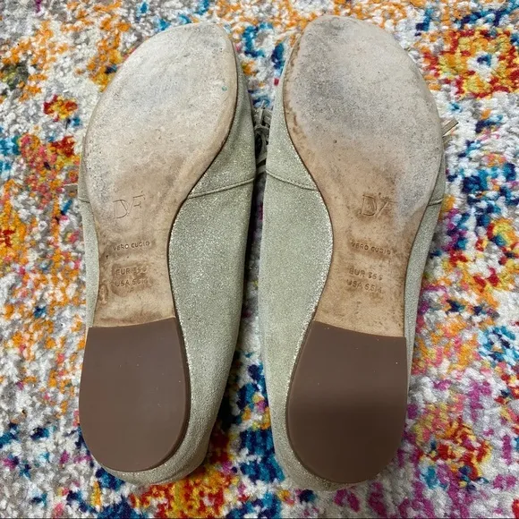 Diane von Furstenberg Muted Gold Fringe Loafers