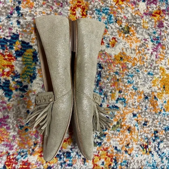 Diane von Furstenberg Muted Gold Fringe Loafers